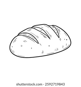 Freshly Baked Loaf of Bread – Hand-Drawn Bakery Food Illustration for Recipes, Cafes, and Food Packaging