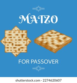 Freshly baked matzo bread, traditionally consumed during the Jewish holiday of Passover. Symbolizes the Israelites' hasty departure from Egypt, without enough time for their bread to rise. Vector.