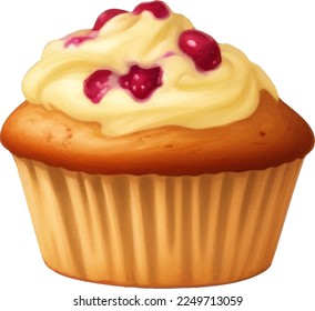 Freshly Baked Muffin Detailed Beautiful Hand Drawn Vector Illustration