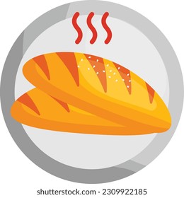 Freshly Baked narrow French loaf concept, Classic Baguette vector color icon design, Bakery and Baked Goods symbol, Culinary and Kitchen Education sign, Recipe development stock illustration