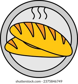 Freshly Baked narrow French loaf concept, Classic Baguette vector icon design, Bakery and Baked Goods symbol, Culinary and Kitchen Education sign, Recipe development stock illustration