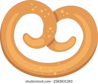 Freshly baked pretzel, a knotted bread with coarse salt, representing German cuisine and Oktoberfest celebrations, isolated on white background