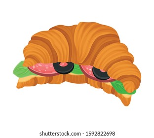 Freshly Baked Realistic Croissant with Stuffing Vector Illustration