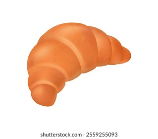 Freshly baked realistic french croissant with jam or chocolate filling. Vector isolated pastry from bakery shop or store, food from market. Homemade recipe, restaurant or cafe meal