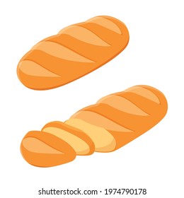 Freshly baked sliced bread isolated on white background, isometric view. Vector