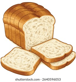 Freshly Baked Sliced White Bread Loaf with Individual Slices