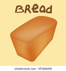 Freshly baked square bread for bakery menu at the yellow background