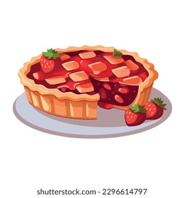 Freshly baked strawberry tart, a gourmet delight isolated