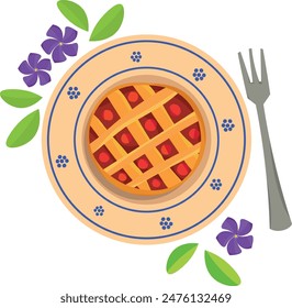 Freshly baked tart with cherries. Healthy dessert, breakfast.