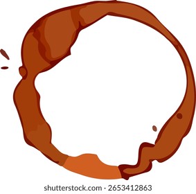 Freshly brewed coffee creating a distinct circular mark, adding casual charm to a pristine white surface, evokes a sense of warmth and comfort in any setting