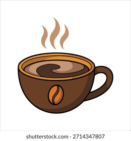 freshly brewed coffee mug with aromatic steam swirls vector art isolated on white background