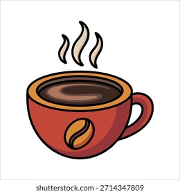freshly brewed coffee mug with aromatic steam swirls vector art isolated on white background