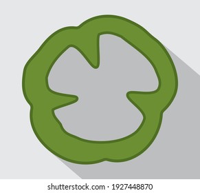 Freshly chopped bell pepper. Vector paprika. Green sweet pepper. Flat design drawing on light background