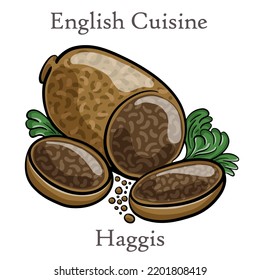 Freshly cooked haggis close-up, Scottish tradition food