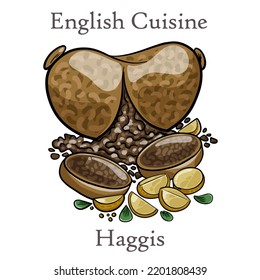 Freshly cooked haggis close-up, Scottish tradition food