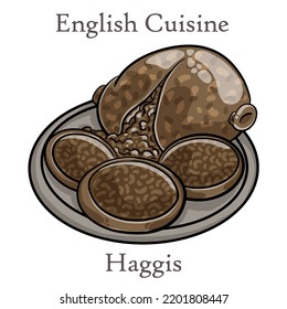 Freshly cooked haggis close-up, Scottish tradition food