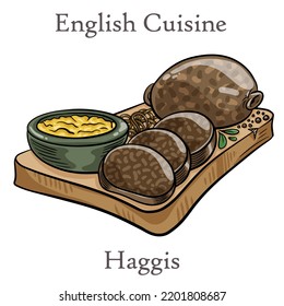 Freshly cooked haggis close-up, Scottish tradition food