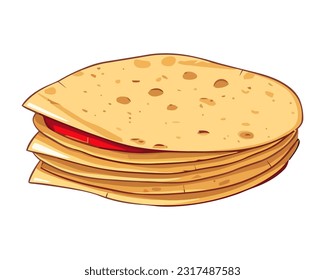 Freshly cooked pita bread, healthy eating icon isolated