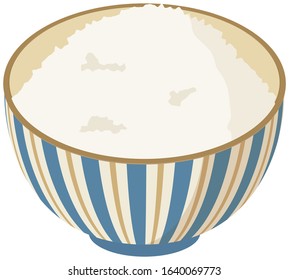 Freshly cooked rice and teacup