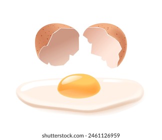 Freshly Cracked Egg, Featuring Eggshell Split In Two And A Perfectly Intact Egg Yolk Centered On A Pristine White Plate