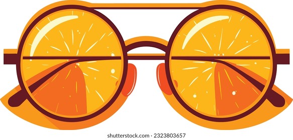 Freshly Cut Citrus Fruit and stylish glasses on White Background, eye glasses with oranges illustration