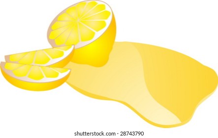 Freshly cut lemon fruit with splash of juice