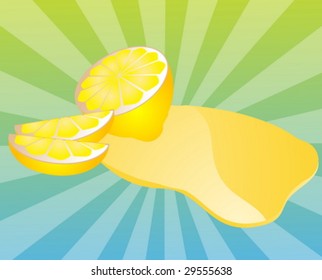 Freshly cut lemon fruit with splash of juice