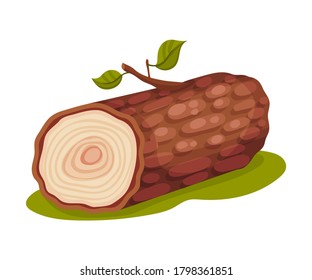 Freshly Cut Log with Snag as Forest Element Vector Illustration