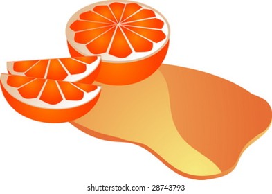 Frisch geschnittene orangefarbene Früchte mit Saft