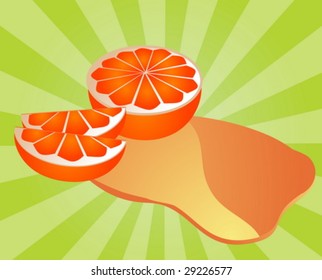 Freshly cut orange fruit with splash of juice