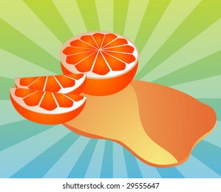 Frutos de naranja recién cortados con jugo