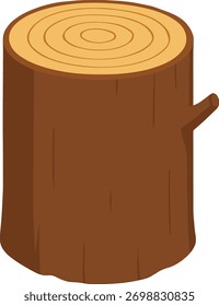 Cortar recentemente o tronco da árvore com anéis de crescimento visíveis, ilustração vetorial isométrica simples