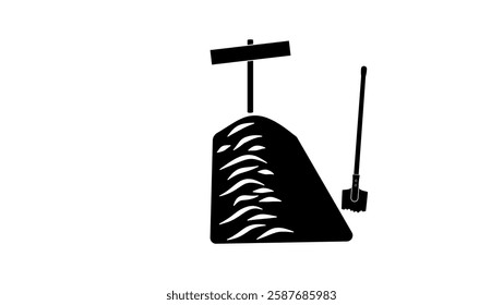 freshly dug grave symbol, black isolated silhouette