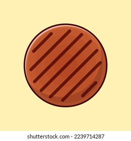 freshly grilled burger meat cartoon vector icon illustration