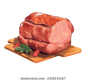 Freshly grilled pork fillet, a gourmet delight icon isolated