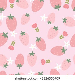 Freshly hand-drawn strawberries in a cute and vibrant cartoon style. Create playful seamless patterns and backgrounds bursting with deliciousness. Perfect for summer designs and cheerful artwork.