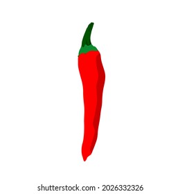 Peperoni de color rojo recién cosechado con tallo verde. Este es el diseño de un chile autocriado.