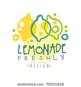 Freshly lemonade logo template original design, colorful hand drawn vector Illustration