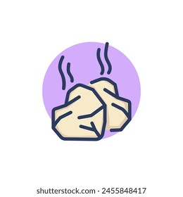 Freshly made cheese heads line icon. Hot, steam, factory outline sign. Diary product, organic food, industry concept. Vector illustration for web design and apps