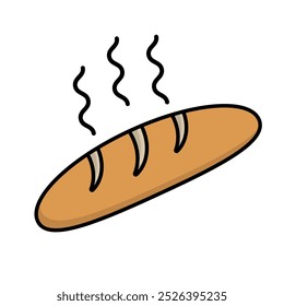 Freshly made French bread icon. Vector.