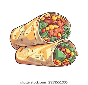 Freshly made taco with beef and cilantro icon isolated