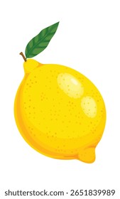Limón recién recogido con una sola hoja unida, mostrando su color amarillo vibrante y su piel texturizada, perfecto para agregar una explosión de sabor y frescura