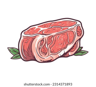 Freshly pork steak, a gourmet meal icon isolated