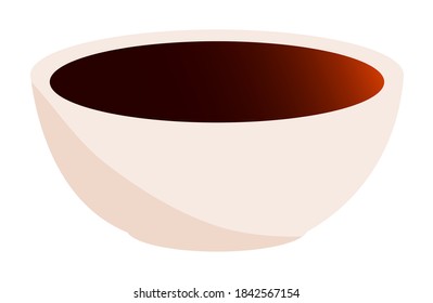 Freshly prepared soy sauce in dip bowl isolated on white