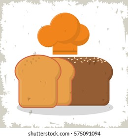 freshly sliced baked bread and hat chef