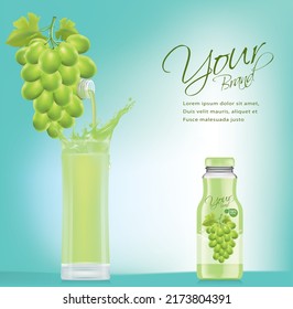 Freshly squeezed grape juice in a glass Ready to be packaged in a beautifully designed bottle.illustration vector