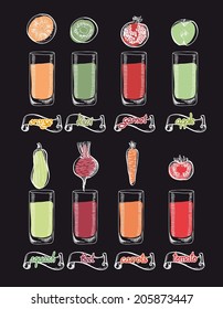 freshly squeezed juice of four kinds of vegetables and fruits