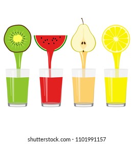 Freshly squeezed juice in a glass. Healthy Lifestyle. Health. Vector illustration