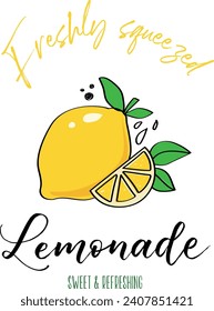 Freshly squeezed lemonade, vector illustration.