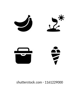freshness icon. 4 freshness set with sprout, picnic, food and banana vector icons for web and mobile app